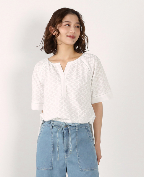 刺しゅうラグランブラウス 詳細画像 ホワイト 1
