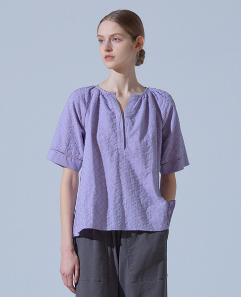刺しゅうラグランブラウス 詳細画像 ラベンダー 1