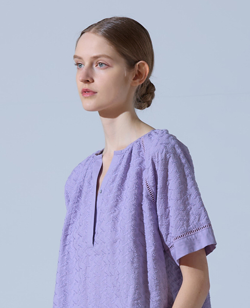 刺しゅうラグランブラウス 詳細画像 ラベンダー 4