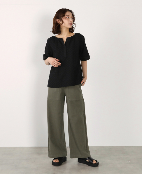 刺しゅうラグランブラウス 詳細画像 ブラック 1