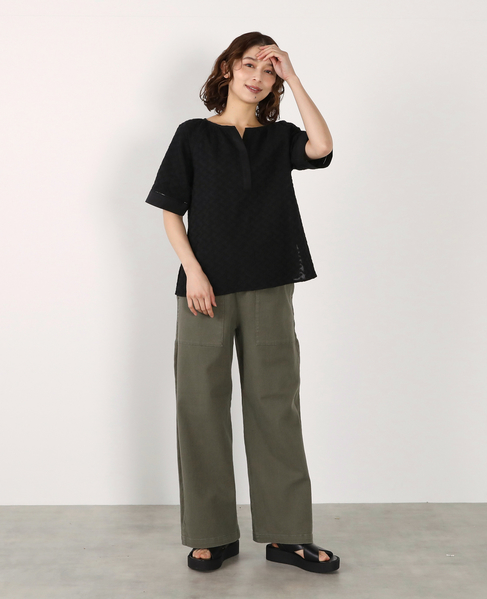 刺しゅうラグランブラウス 詳細画像 ブラック 2