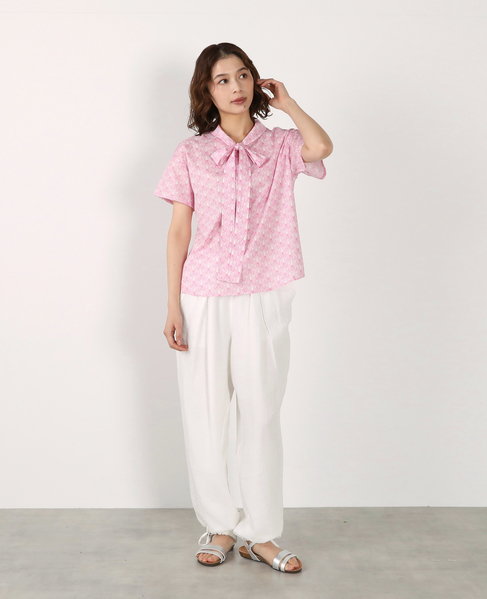 【LOURMARIN】リバティプリントボウタイブラウス 詳細画像 ピンク 10