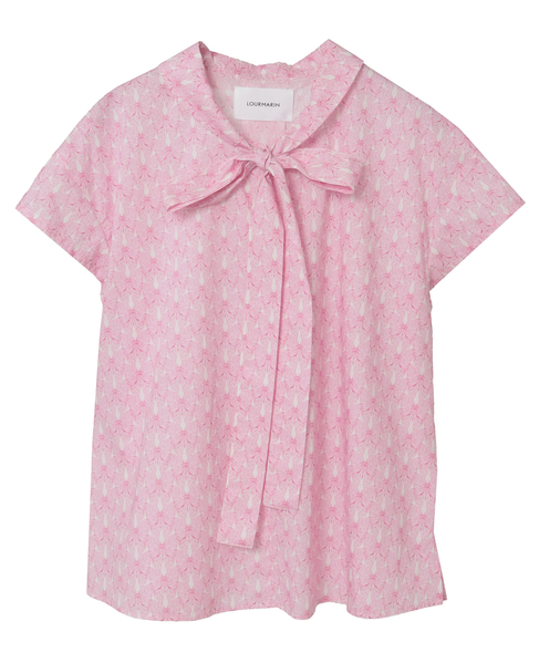 【LOURMARIN】リバティプリントボウタイブラウス 詳細画像 ピンク 13