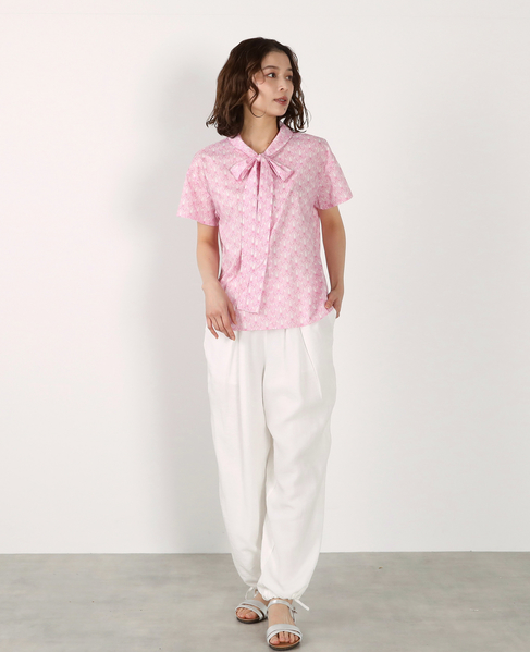 【LOURMARIN】リバティプリントボウタイブラウス 詳細画像 ピンク 4