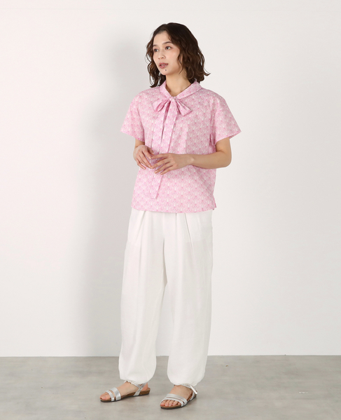 【LOURMARIN】リバティプリントボウタイブラウス 詳細画像 ピンク 5