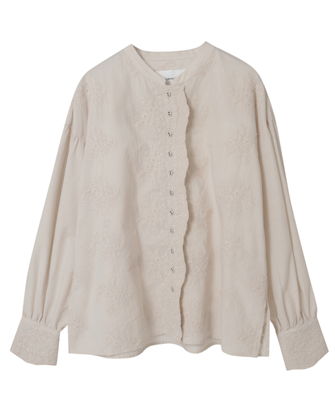 【LOURMARIN】バンドカラーレースシャツ 詳細画像 ライトグレー 3