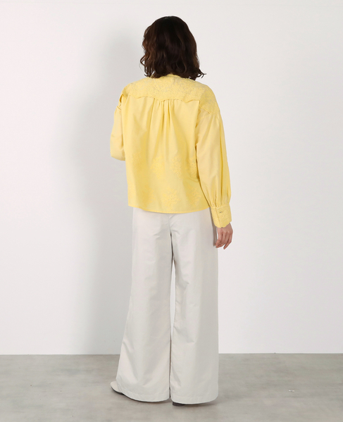 【LOURMARIN】バンドカラーレースシャツ 詳細画像 イエロー 10