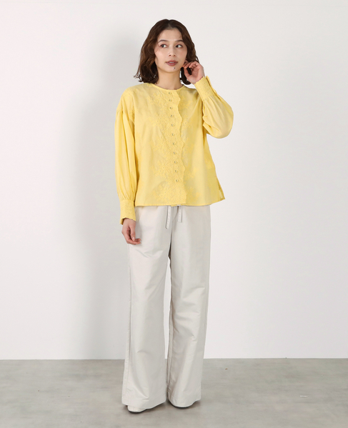 【LOURMARIN】バンドカラーレースシャツ 詳細画像 イエロー 13