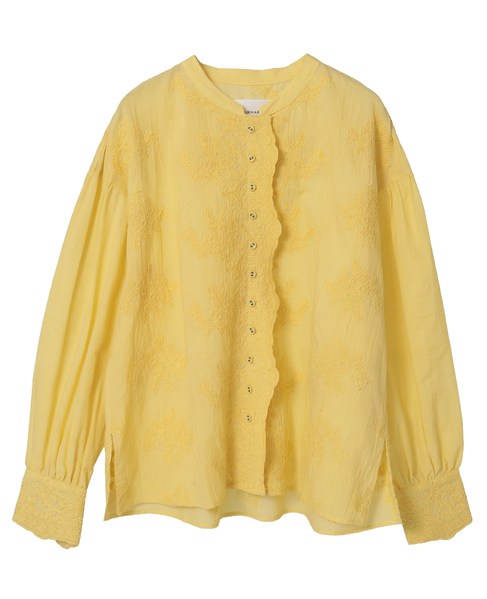 【LOURMARIN】バンドカラーレースシャツ 詳細画像 イエロー 14