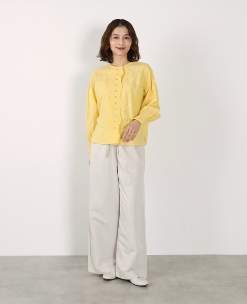 【LOURMARIN】バンドカラーレースシャツ 詳細画像 イエロー 2