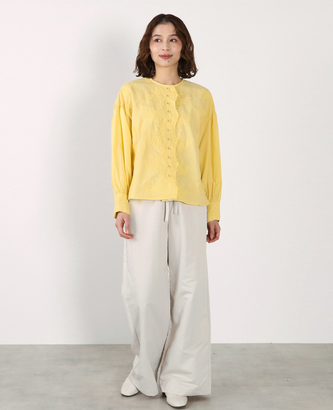 【LOURMARIN】バンドカラーレースシャツ 詳細画像 イエロー 3