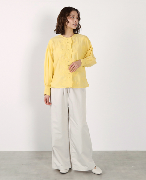 【LOURMARIN】バンドカラーレースシャツ 詳細画像 イエロー 4