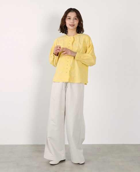 【LOURMARIN】バンドカラーレースシャツ 詳細画像 イエロー 5