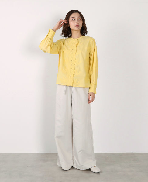 【LOURMARIN】バンドカラーレースシャツ 詳細画像 イエロー 6