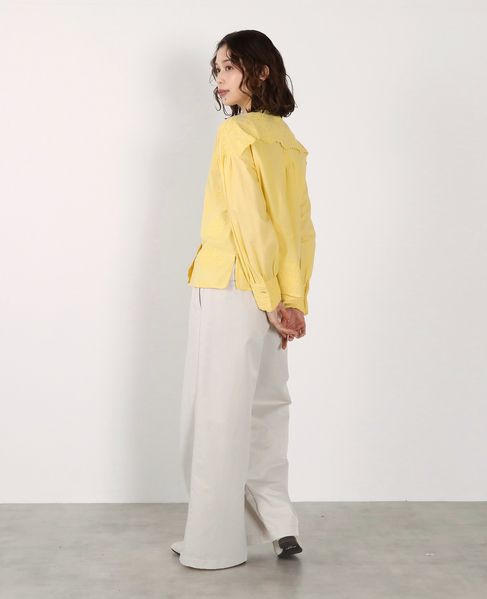 【LOURMARIN】バンドカラーレースシャツ 詳細画像 イエロー 9