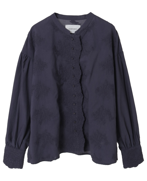 【LOURMARIN】バンドカラーレースシャツ 詳細画像 ネイビー 14