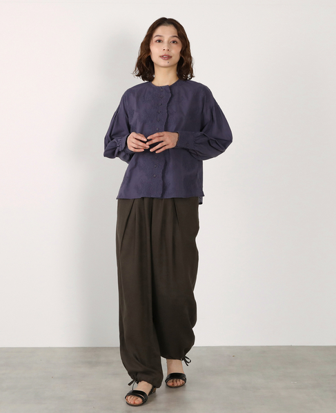 【LOURMARIN】バンドカラーレースシャツ 詳細画像 ネイビー 4