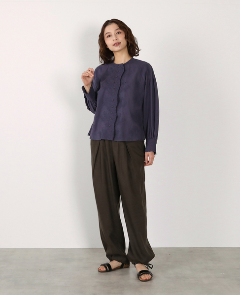 【LOURMARIN】バンドカラーレースシャツ 詳細画像 ネイビー 5