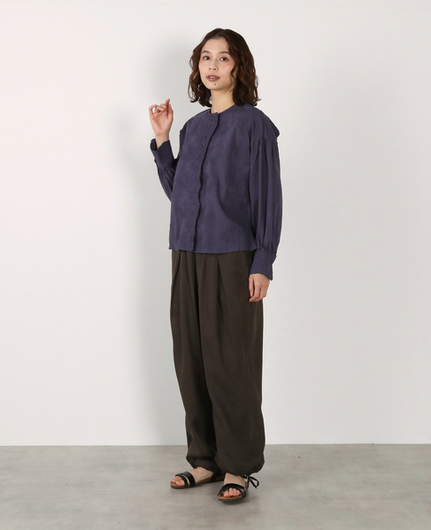 【LOURMARIN】バンドカラーレースシャツ 詳細画像 ネイビー 6