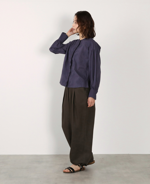 【LOURMARIN】バンドカラーレースシャツ 詳細画像 ネイビー 7