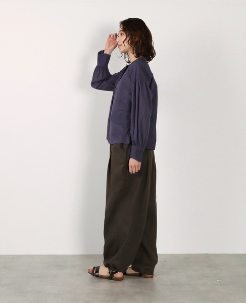 【LOURMARIN】バンドカラーレースシャツ 詳細画像 ネイビー 8