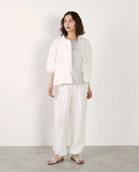 【LOURMARIN】レーヨン麻ギャザーブルゾン 詳細画像 ホワイト 12