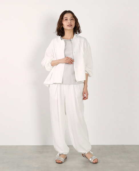 【LOURMARIN】レーヨン麻ギャザーブルゾン 詳細画像 ホワイト 3