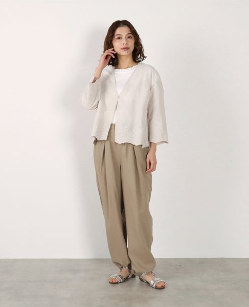 【LOURMARIN】Vネックレース羽織り 詳細画像 ライトグレー 2