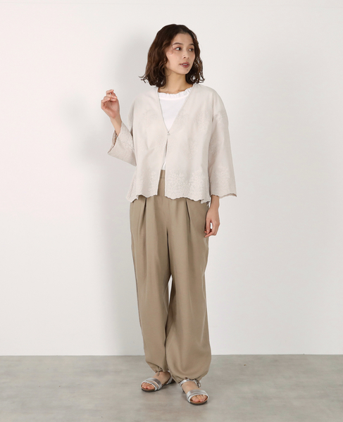 【LOURMARIN】Vネックレース羽織り 詳細画像 ライトグレー 3