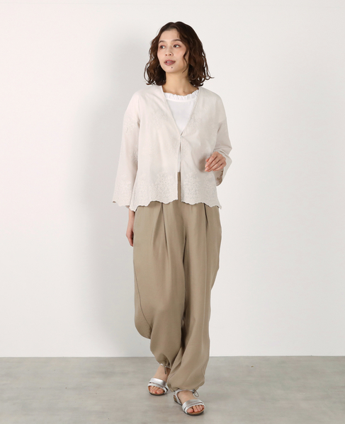 【LOURMARIN】Vネックレース羽織り 詳細画像 ライトグレー 4