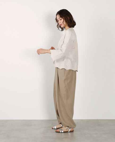 【LOURMARIN】Vネックレース羽織り 詳細画像 ライトグレー 7