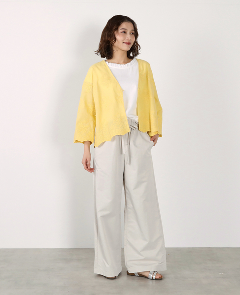 【LOURMARIN】Vネックレース羽織り 詳細画像 イエロー 13