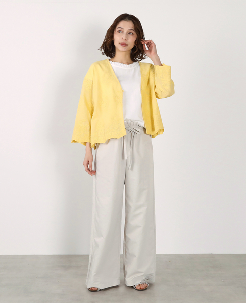 【LOURMARIN】Vネックレース羽織り 詳細画像 イエロー 5