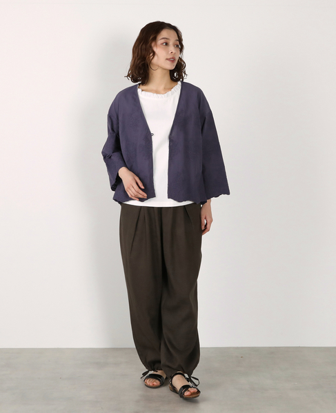 【LOURMARIN】Vネックレース羽織り 詳細画像 ネイビー 3