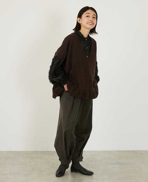 【LOURMARIN】タックカーブイージーパンツ 詳細画像 ブラウン 6