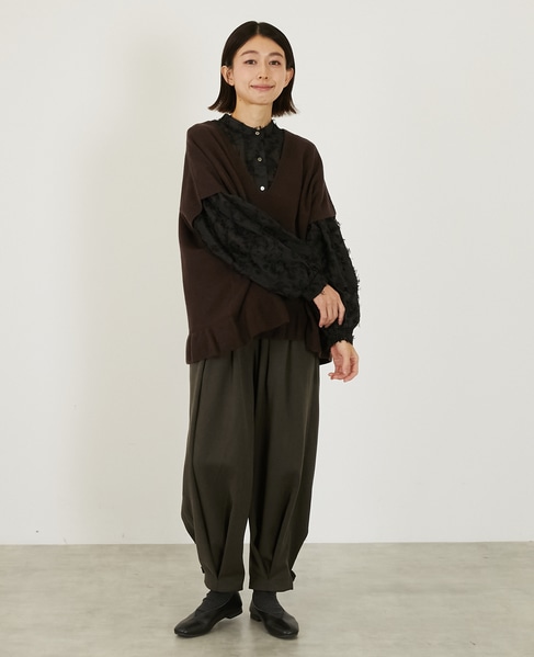 【LOURMARIN】タックカーブイージーパンツ 詳細画像 ブラウン 8