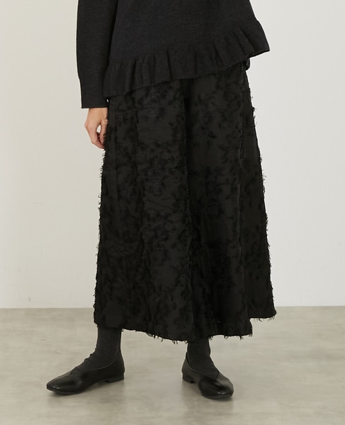 【LOURMARIN】フリンジジャガードキュロットパンツ 詳細画像 ブラック 1