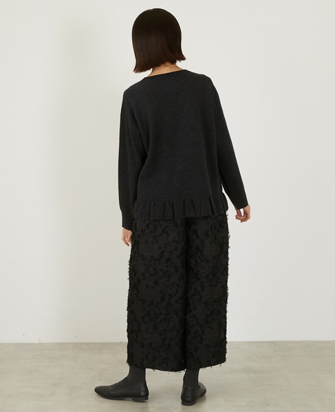 【LOURMARIN】フリンジジャガードキュロットパンツ 詳細画像 ブラック 6