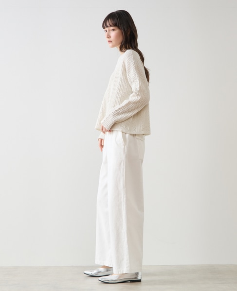 リボン付きイージーストレートパンツ 詳細画像 ホワイト 3