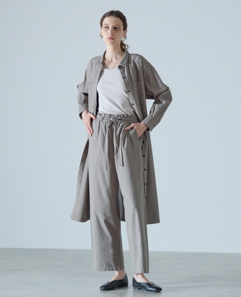 リボン付きイージーストレートパンツ 詳細画像 グレー 2