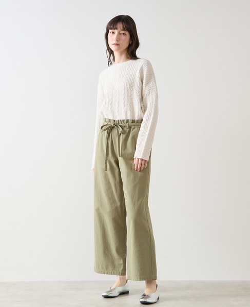 リボン付きイージーストレートパンツ 詳細画像 カーキ 2