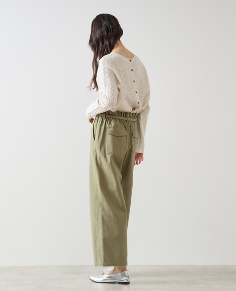 リボン付きイージーストレートパンツ 詳細画像 カーキ 4