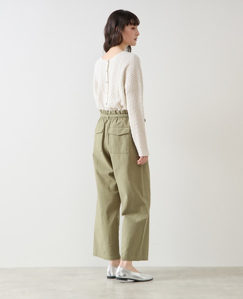 リボン付きイージーストレートパンツ 詳細画像 カーキ 6