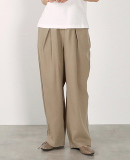 【LOURMARIN】レーヨン麻ギャザーバレルパンツ