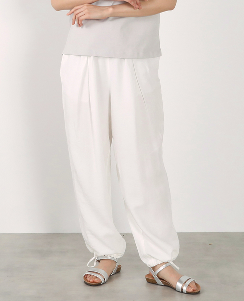 【LOURMARIN】レーヨン麻ギャザーバレルパンツ 詳細画像 ホワイト 1
