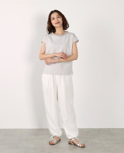 【LOURMARIN】レーヨン麻ギャザーバレルパンツ 詳細画像 ホワイト 2