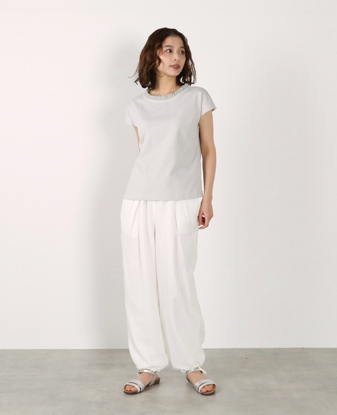 【LOURMARIN】レーヨン麻ギャザーバレルパンツ 詳細画像 ホワイト 3