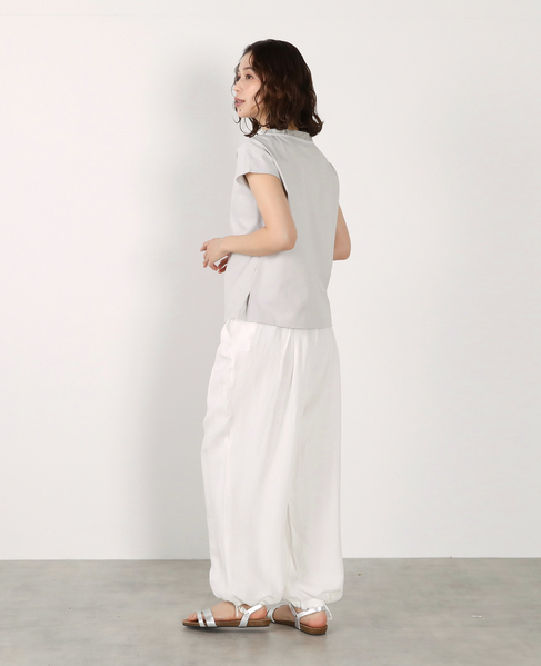【LOURMARIN】レーヨン麻ギャザーバレルパンツ 詳細画像 ホワイト 6