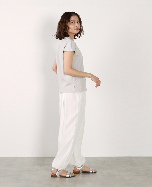 【LOURMARIN】レーヨン麻ギャザーバレルパンツ 詳細画像 ホワイト 9