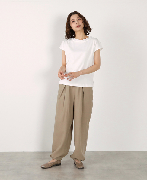 【LOURMARIN】レーヨン麻ギャザーバレルパンツ 詳細画像 ベージュ 12